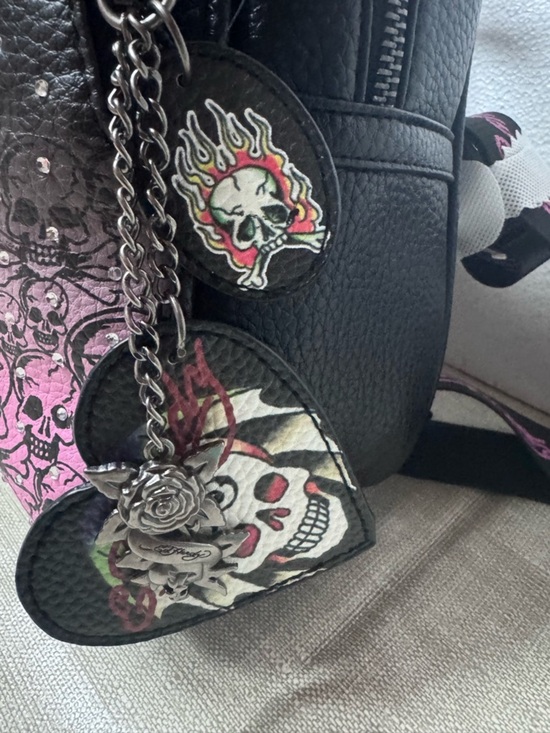 Ed Hardy Black & Pink Skull Print Mini Backpack main image 8